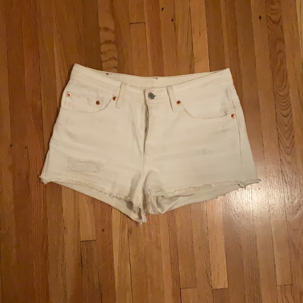 Off white Levi jean cutoff shorts size 27 mid rise